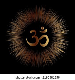 The symbol Om. Round Pattern. Vintage style decorative vector elements. Hand drawn background. Indian, Great design for tattoo, yoga studio, spirituality concepts, trendy textiles.