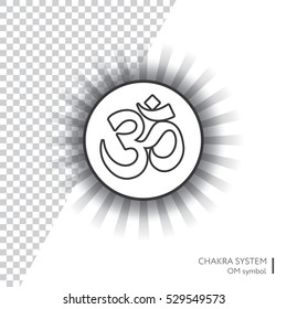 Symbol OM. Vector isolated minimalistic icon with transparent aura - for yoga studio, banner, poster.
