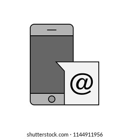 At symbol on a smartphone icon, vector illustration design. Communication collection.