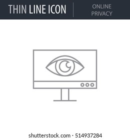 Symbol of Online Privacy Thin line Icon of Cyber Security. Stroke Pictogram Graphic for Web Design. Quality Outline Vector Symbol Concept. Premium Mono Linear Beautiful Plain Laconic Logo