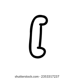 Símbolo abierto tipo de letra del contorno del corchete izquierdo en el estilo de burbuja de contorno aislado en fondo blanco. Para marca, tipo de letra, logotipo, abc, presentación, alfabeto, cartón, letras, educación.