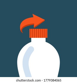 Símbolo para abrir la tapa del frasco. Abre una botella de plástico. Ilustración vectorial.