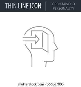 Symbol of Open-minded Personality. Thin line Icon of Human Personality And Traits. Stroke Pictogram Graphic for Web Design. Quality Outline Vector Symbol Concept. Premium Mono Linear Beautiful Plain