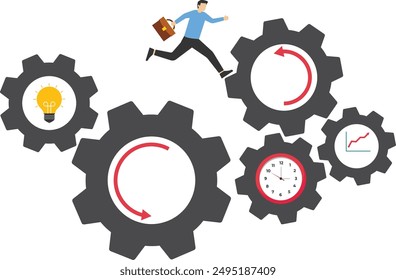 Symbol of opportunity, improvement, motivation, challenge. Effort and time to make money, success long term investment, deadline effect to make people finish work concept. Vector illustration.

