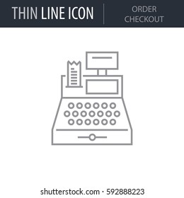 Symbol of Order Checkout. Thin line Icon of Shopping And Retail. Stroke Pictogram Graphic for Web Design. Quality Outline Vector Symbol Concept. Premium Mono Linear Beautiful Plain Laconic Logo