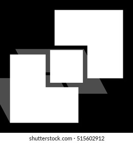 Symbol with overlapping squares. Conceptual icon for unity, connection, geometry or structural concepts.