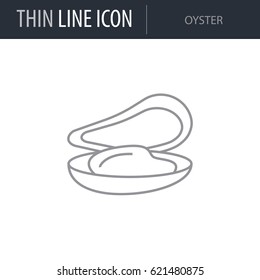 Symbol of Oyster. Thin line Icon of Food. Stroke Pictogram Graphic for Web Design. Quality Outline Vector Symbol Concept. Premium Mono Linear Beautiful Plain Laconic Logo