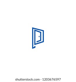 Symbol of the P letter vector with door shape