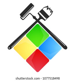 Symbol for painter with roller and brush