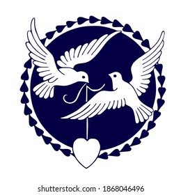 symbol of a pair of doves bringing love
