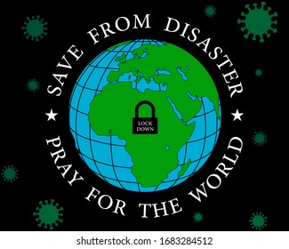 symbol pandemic puts countries on lock down. concept for virus outbreak vector lockdown Image of a padlock depicting not leaving the house to avoid the design lock world
