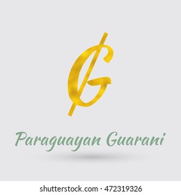 Symbol of the  Paraguay Currency with Golden Texture.Vector EPS 10