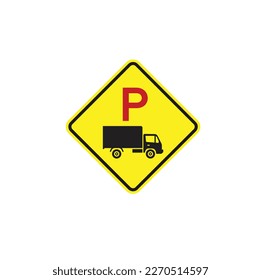 symbol of parking truck area, road signs, vector art.