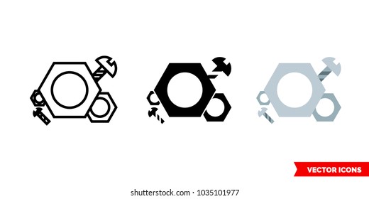 Symbol parts icon of 3 types: color, black and white, outline. Isolated vector sign symbol.