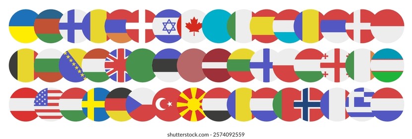 Symbol of patriotism of the country. Round shape with flags of the countries of the world. EPS 10.