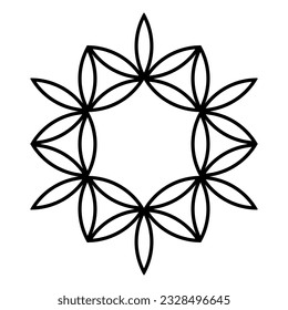 Symbol and pattern, resembling a flower. Vesica piscis shaped lenses, derived from a Flower of Life, creating a 12-pointed star. Modeled on a crop circle pattern, found near Warminster, Wiltshire. svg