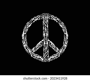 
Symbol of peace with all gun. Vector hand drawn illustration design. Gun with peace in barrel vector. Peace and pacifism outline symbol.