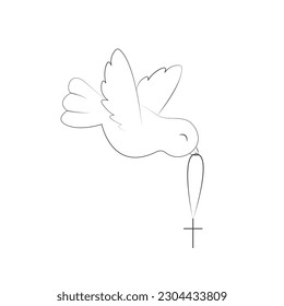 The Symbol of Peace and Blessing is a Dove with a Cross in Doodle Style