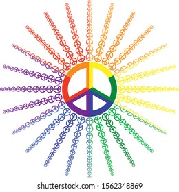 The Symbol Of Peace Colored By LGBT Rainbow Colors. Vector Illustration