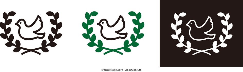 A symbol of peace. Dove and leaf icon.