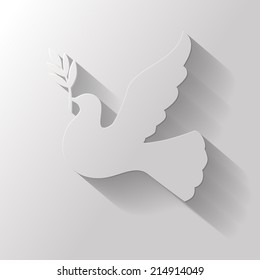 Symbol peace of  flat icon dove with a palm branch