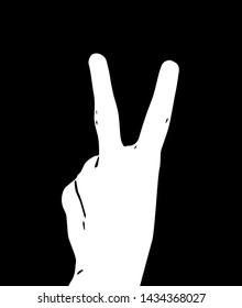 Symbol of peace gesture. Vector illustration on black background
