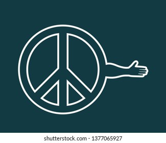 Symbol of Peace with human arm that ready to handshake