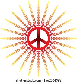 The Symbol Of The Peace. Symbol Of The Peace On The Shape Of the Sun. Vector Illustration