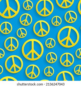 Symbol of Peace Seamless Pattern in Ukrainian Flag Colors