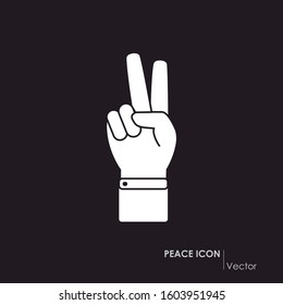 Symbol of peace and victory. Icon of a hand with two fingers.