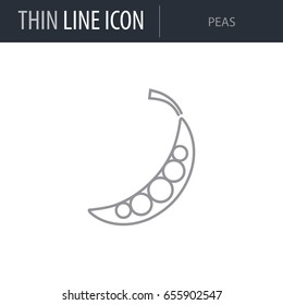 Symbol of Peas. Thin line Icon of Food. Stroke Pictogram Graphic for Web Design. Quality Outline Vector Symbol Concept. Premium Mono Linear Beautiful Plain Laconic Logo