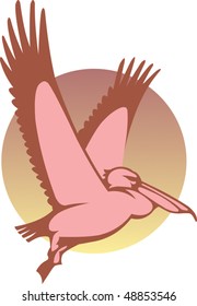 Symbol of Pelican against the sun