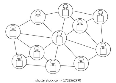 Symbol of people connect among themselves. Teamwork concept. Vector illustration isolated on white background.