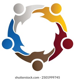 Symbol: People holding hands in a circle. teamwork concept and cooperation. Graphic vecot