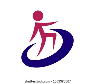 symbol of people run silhouette with purple color logo design idea concept illustration