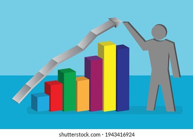 Symbol of a person with a colorful bar chart