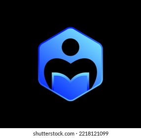 Symbol of a person reading a book. Creative icon design concept. New design 2022-2023