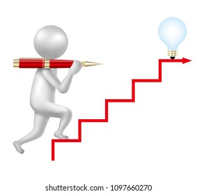 The symbol of a person shoulders pen  walks up the steps.image uses a grid gradient.