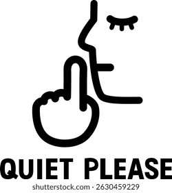 A symbol of a person with their index finger in front of their lips, quietly