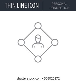 Symbol of Personal Connection Thin line Icon of Business. Stroke Pictogram Graphic for Web Design. Quality Outline Vector Symbol Concept. Premium Mono Linear Beautiful Plain Laconic Logo