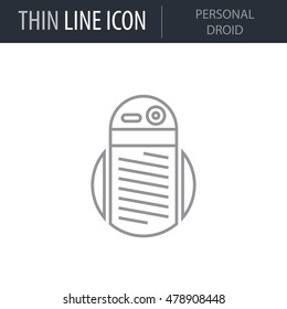 Symbol of Personal Droid Thin line Icon of Future Technology. Stroke Pictogram Graphic for Web Design. Quality Outline Vector Symbol Concept. Premium Mono Linear Beautiful Plain Laconic Logo.