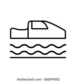 Symbol of Personal Hovercar Thin line Icon of Future Technology. Stroke Pictogram Graphic for Web Design. Quality Outline Vector Symbol Concept. Premium Mono Linear Beautiful Plain Laconic Logo