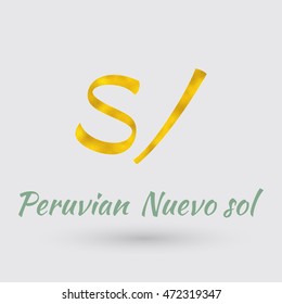 Symbol of the Peru Currency with Golden Texture.Vector EPS 10