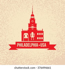 The symbol of Philadelphia, USA. The Liberty Bell is an iconic symbol of American independence and the Independence Hal