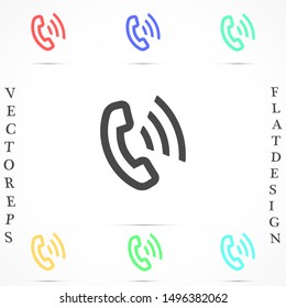 Symbol of phone call icon. Symbol of phone call icon in trendy flat style isolated on grey background. Handset icon with waves. Symbol of phone call icon symbol for your design, logo,  