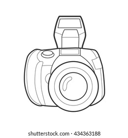 Symbol photo camera. Icon for web site. Line art colorfull vector illustration