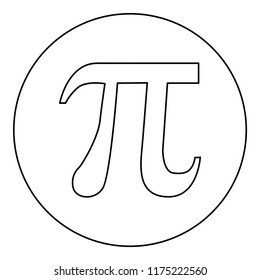 Symbol Pi icon black color in round circle outline