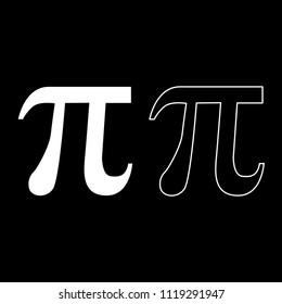 Symbol Pi icon outline set white color