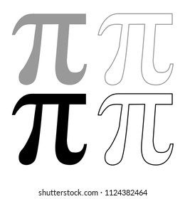 Symbol Pi icon outline set grey black color