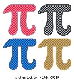 Symbol Pi With Square Pattern Vector Illustration. Sign Pi Icon Isolated On White Background. Greek Letter Pi
